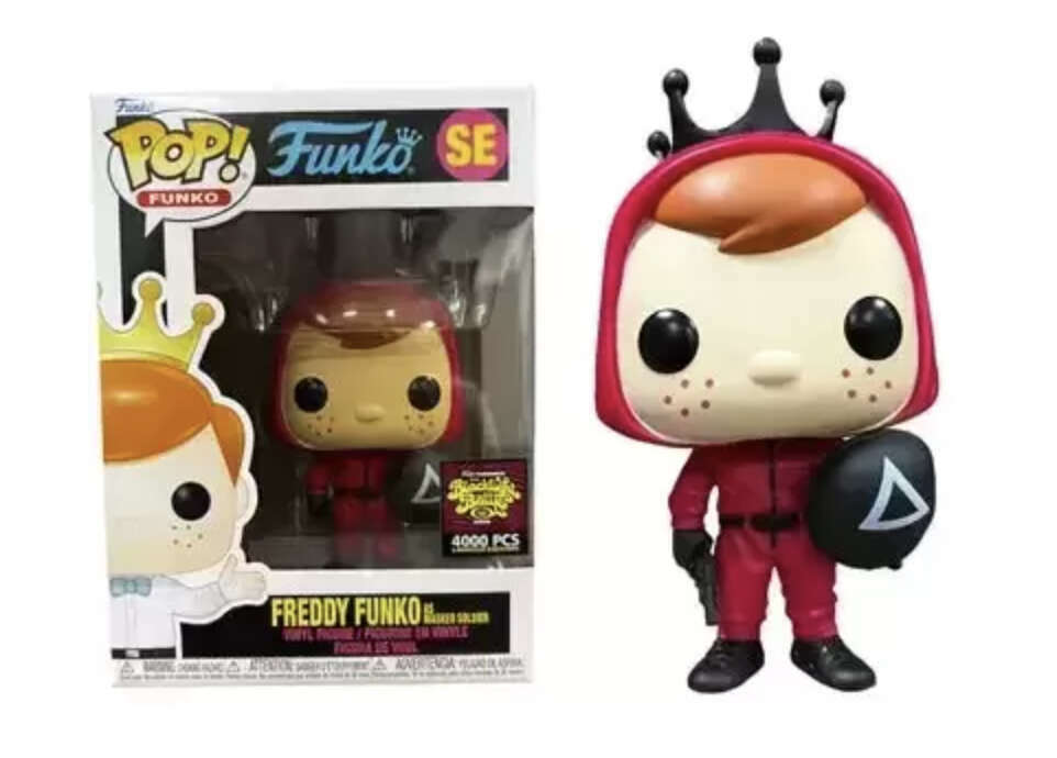 Freddy Funko as Masked Soldier collectible plush from Ralphie's Funhouse, featuring a detailed masked soldier costume.