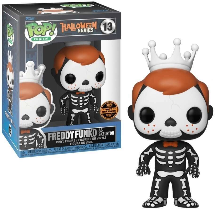 Freddy Funko as Skeleton collectible figure by Ralphie's Funhouse, featuring Freddy dressed as a spooky skeleton character.