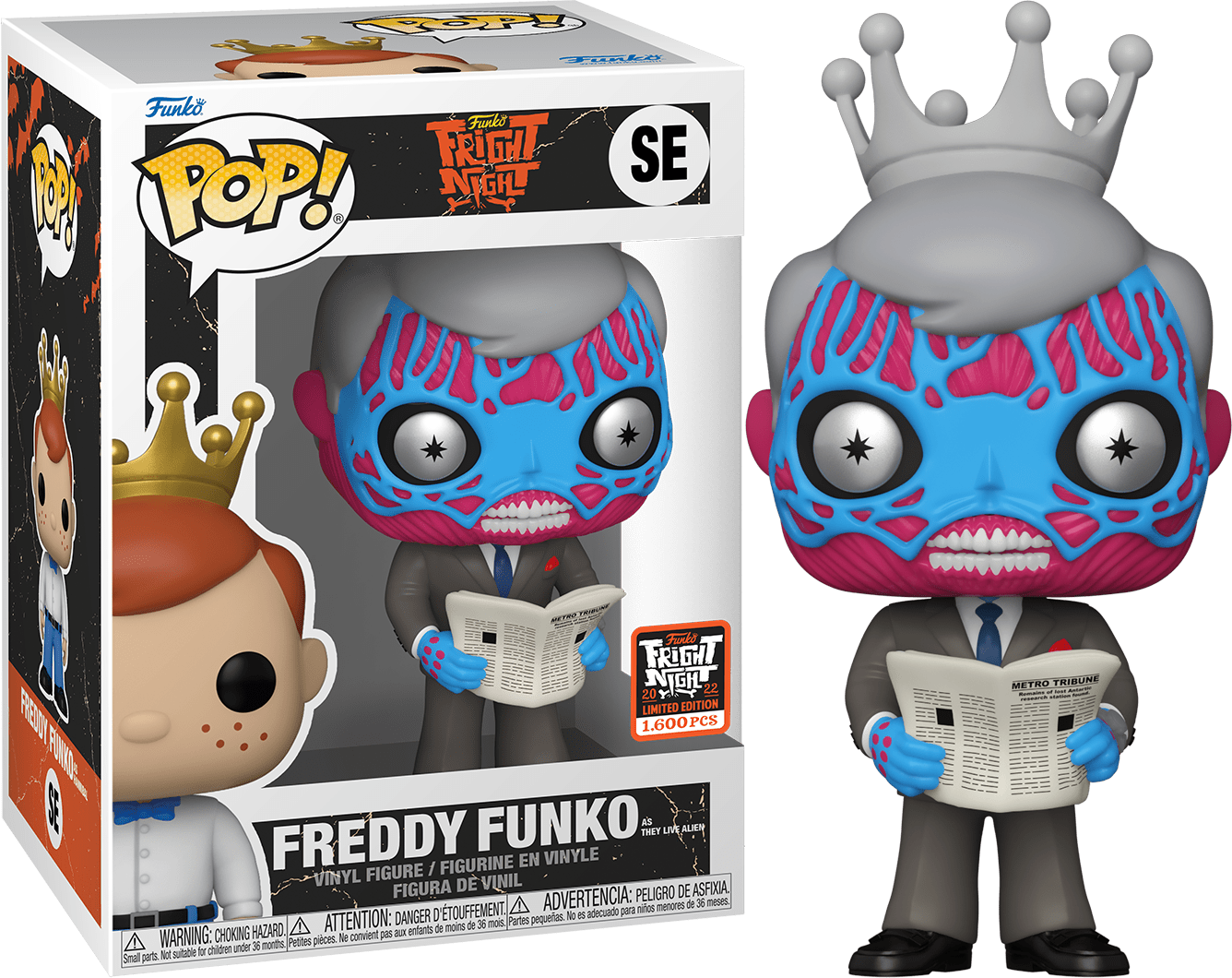 Freddy Funko as They Live Alien collectible figure from Ralphie's Funhouse, detailed figure with green alien features.