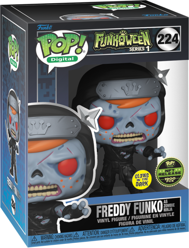 Freddy Funko as Zombie Ninja collectible figure by Ralphie's Funhouse, featuring a zombie-themed ninja costume and mask.