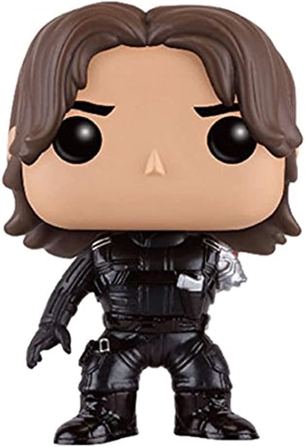 Funko Pop Marvel Captain America 3 Winter Soldier figure with missing arm, limited edition collectible, detailed character design.