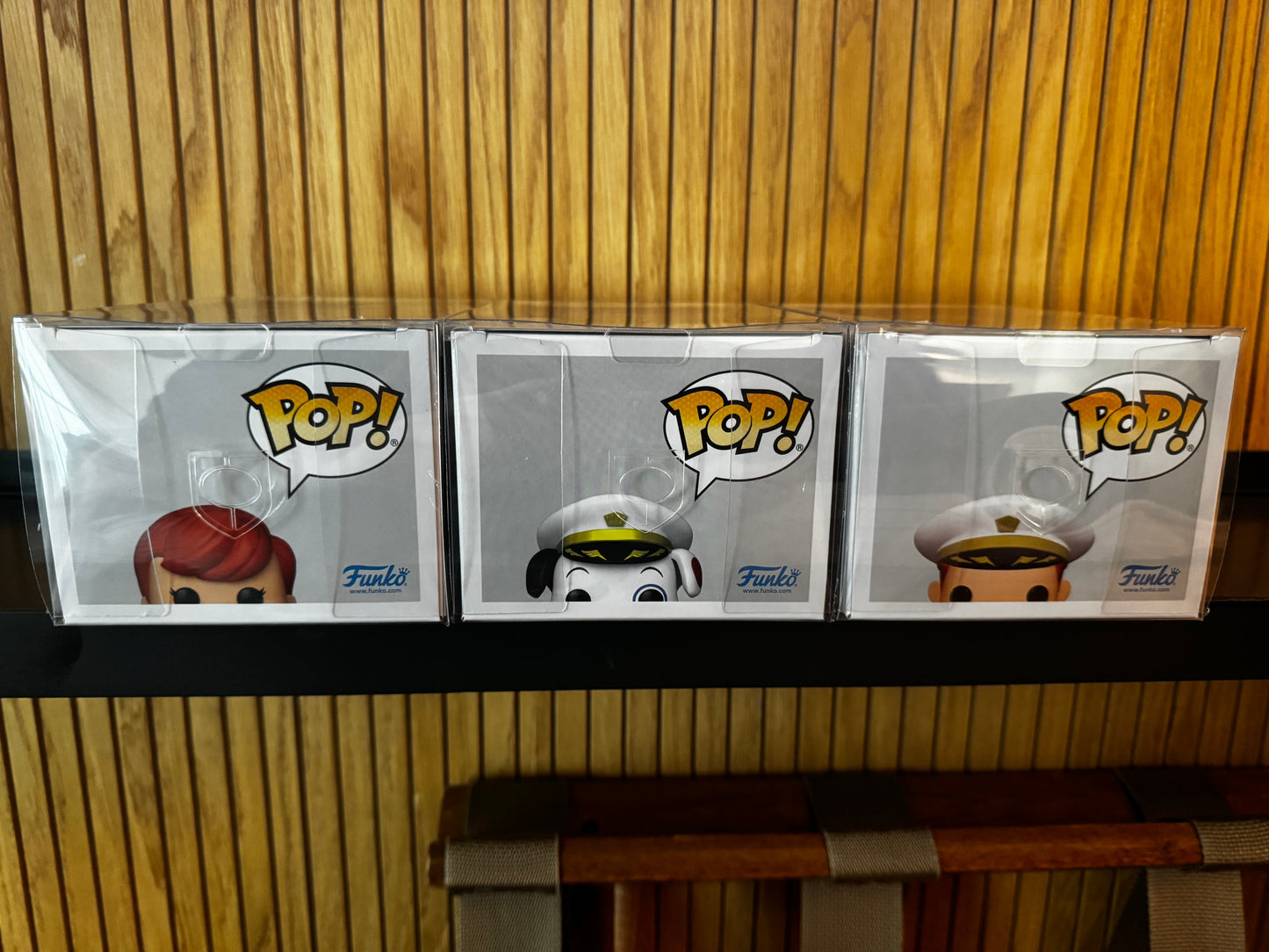 Set of three Funko Pop! Originals Captain Freddy, Captain Franny, and Captain Proto figures from Ralphie's Funhouse, limited edition LE2500