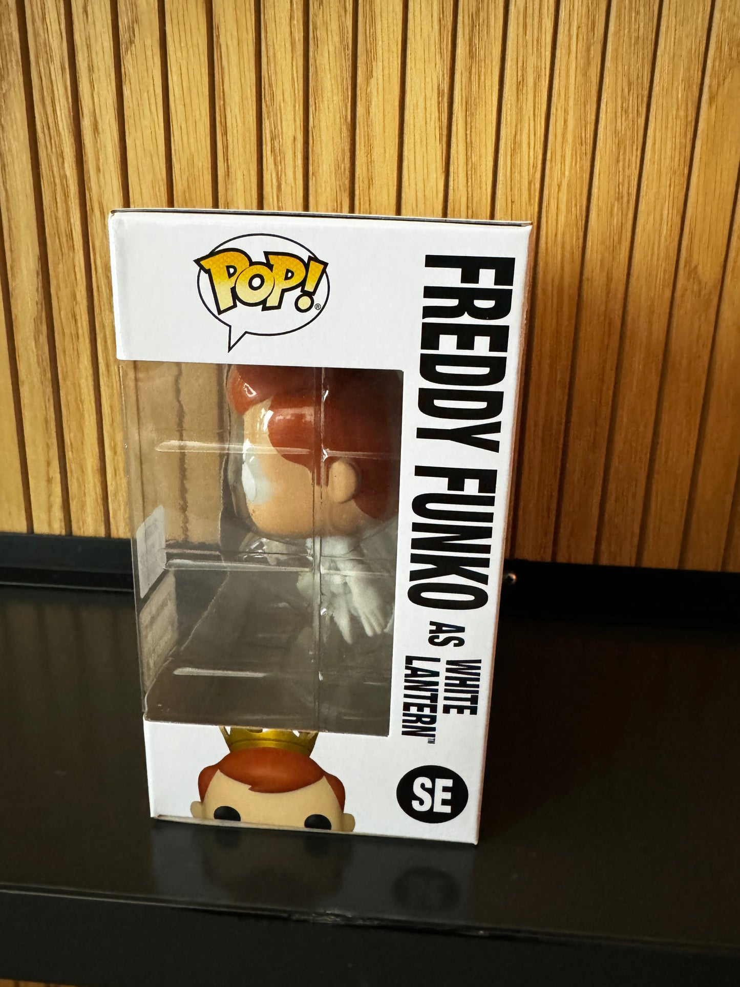 Funko Pop! Freddy Funko as White Lantern figure from Funko Fundays 2025, DC themed, LE550 collectible by Ralphie's Funhouse.