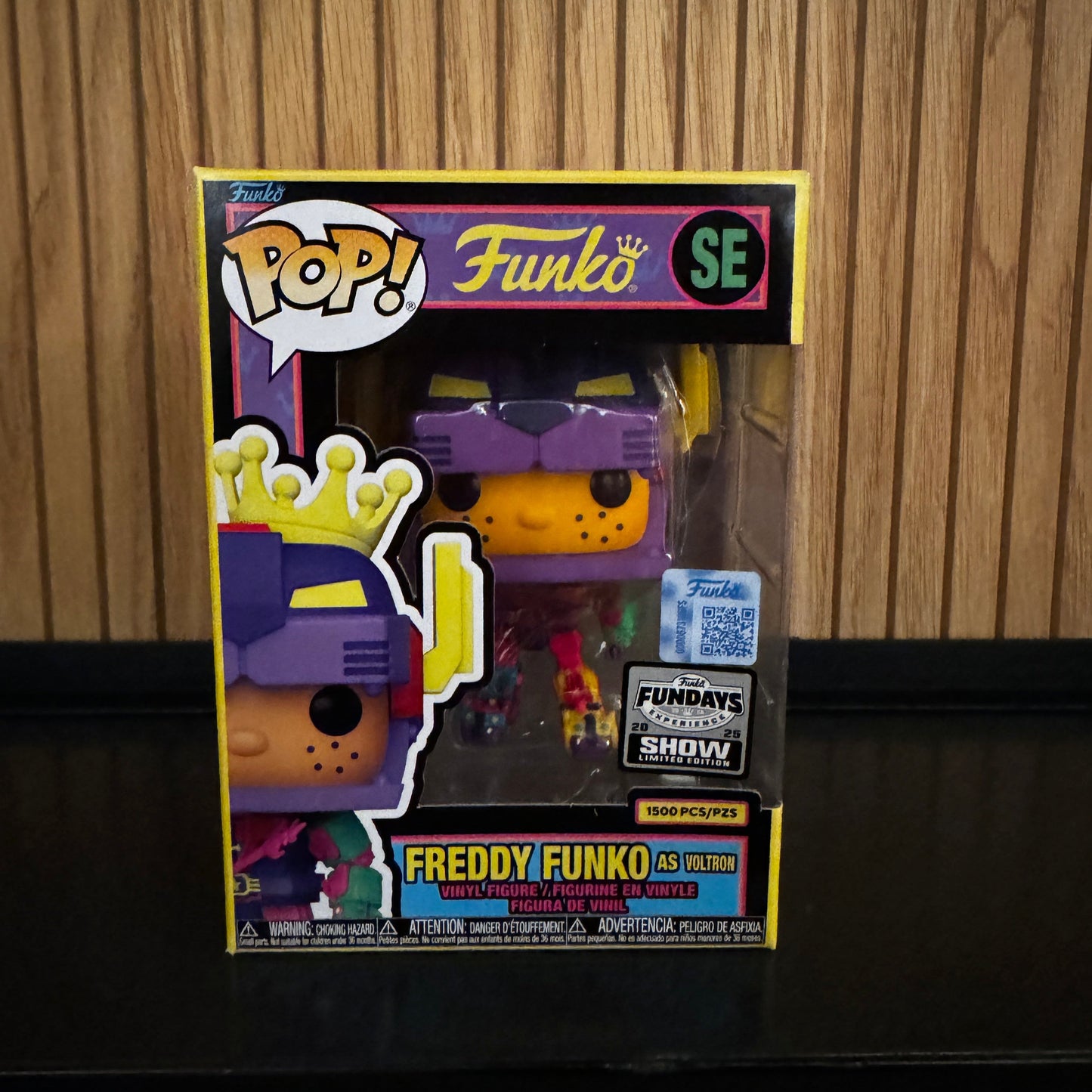 Funko Fundays 2025 Pop! Originals Freddy Funko as Voltron blacklight figure, limited edition Ralphie's Funhouse collectible.