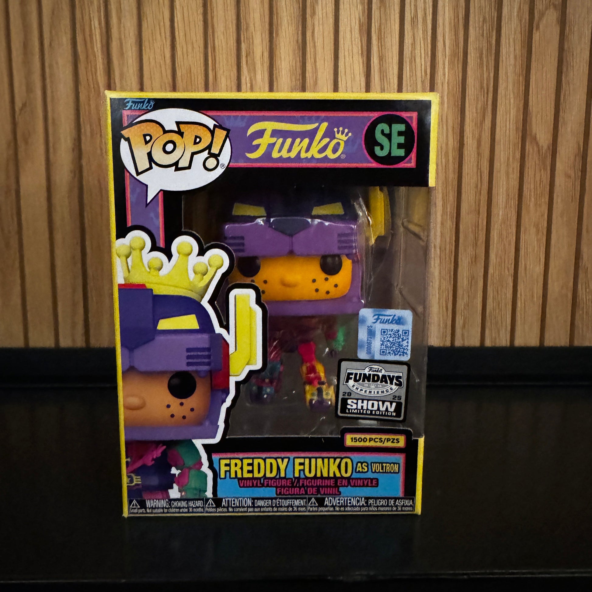 Funko Fundays 2025 Pop! Originals Freddy Funko as Voltron blacklight figure, limited edition Ralphie's Funhouse collectible.