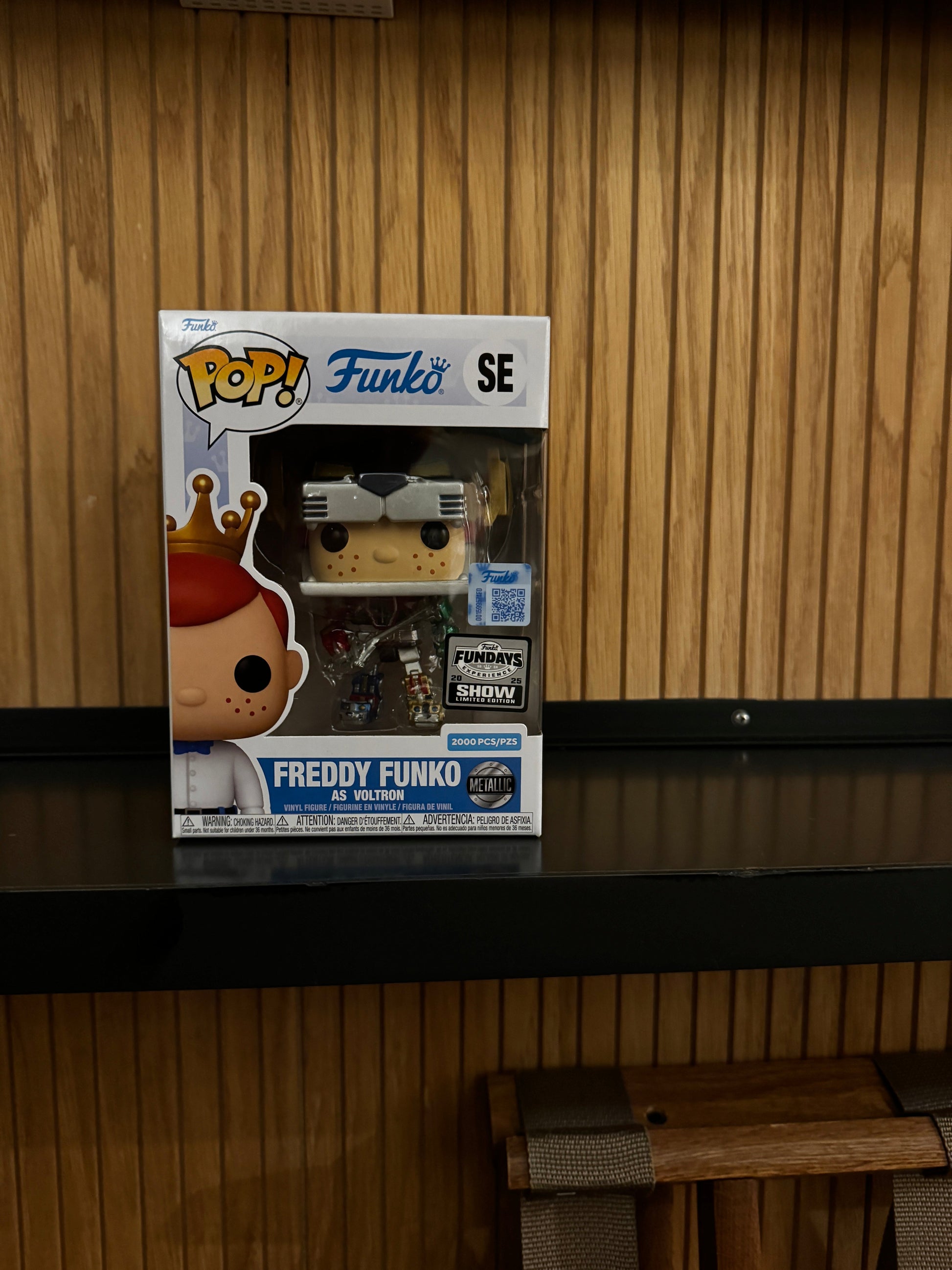 Metallic Freddy Funko as Voltron Funko Pop! figure from Ralphie's Funhouse, limited edition LE2000, with detailed metallic paint.