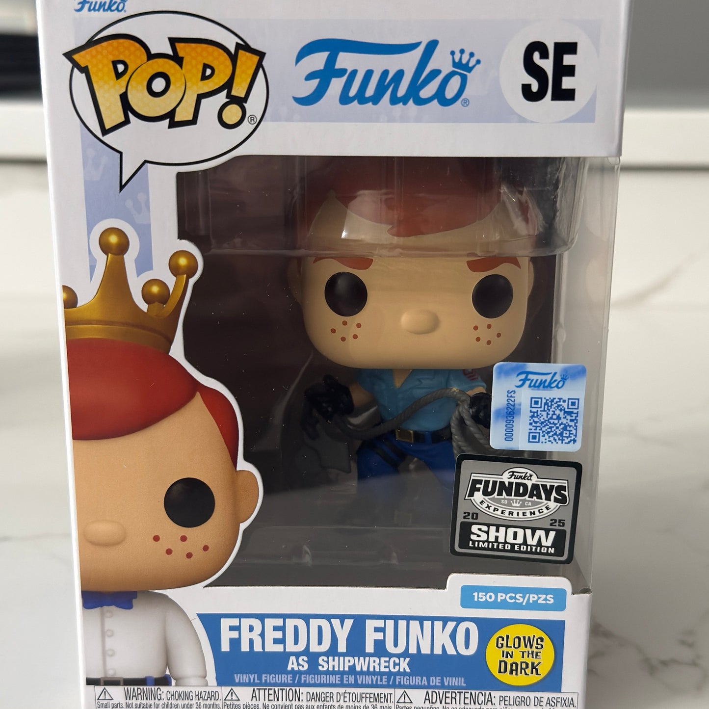 Glow-in-the-dark Funko Pop! Freddy Funko as Shipwreck from G.I. JOE at Funko Fundays 2025, limited edition, collectible figure.