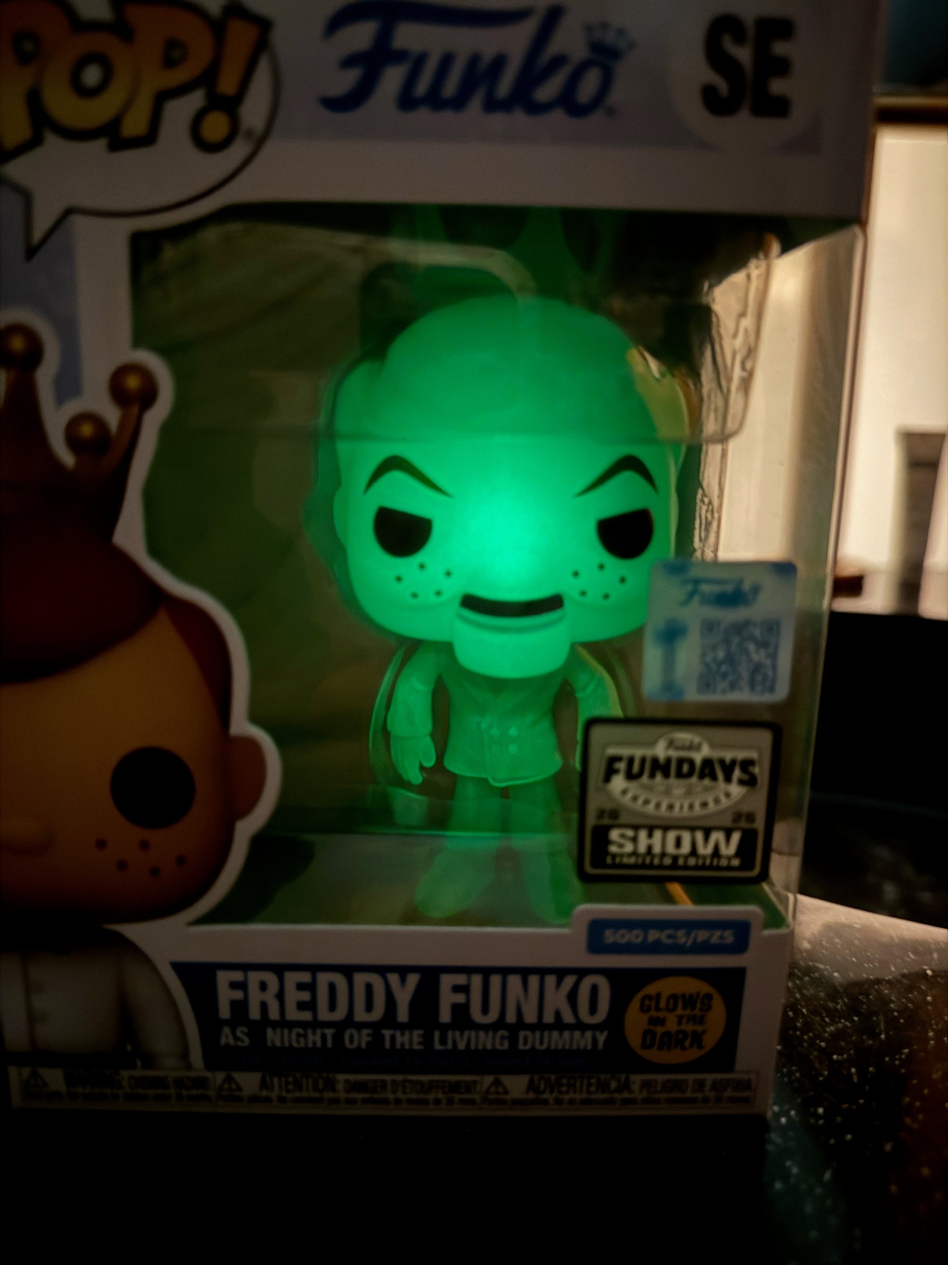 Glow-in-the-dark Freddy Funko as Night of the Living Dummy Funko Pop! from Ralphie's Funhouse, part of Funko Fundays 2025 collection.