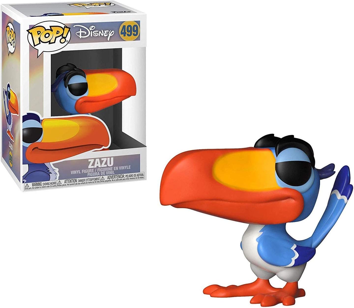 Funko Pop! Disney Lion King Zazu figure from Ralphie's Funhouse, displaying Zazu's colorful bird character with detailed features