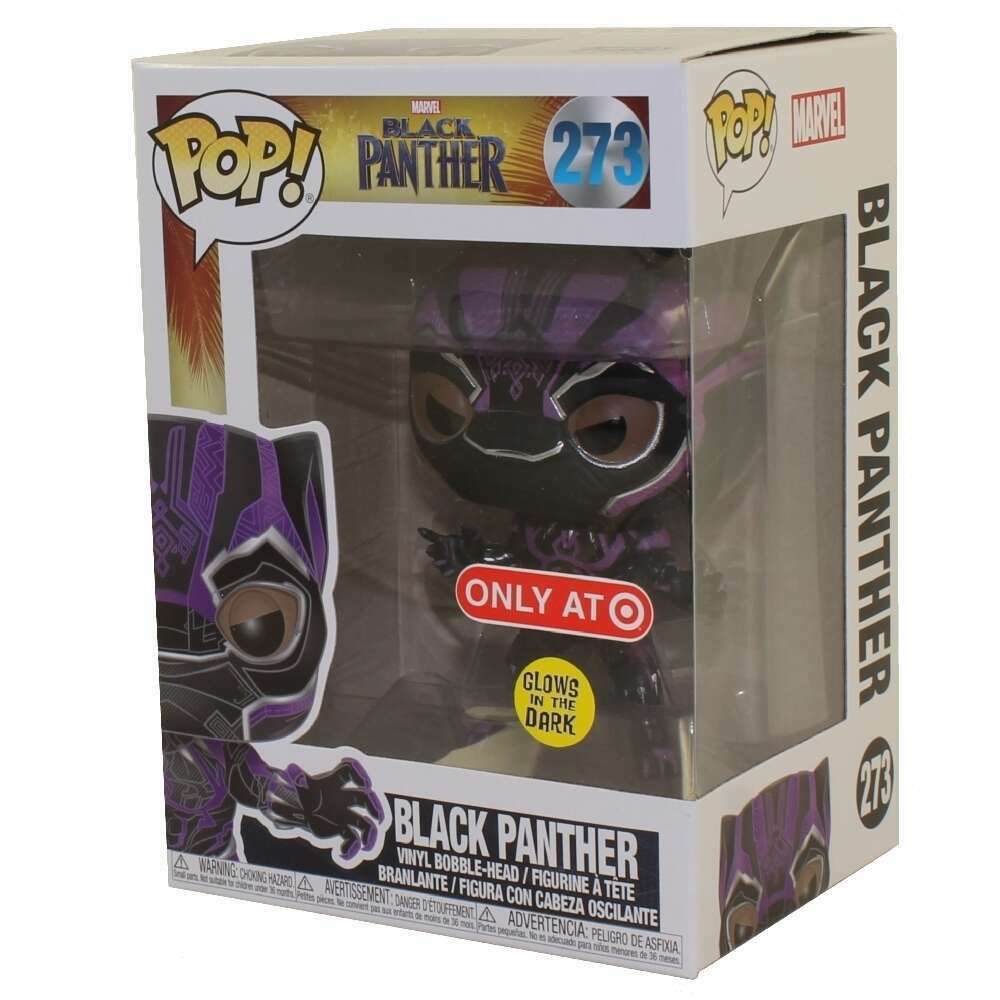 Funko POP! Marvel Black Panther Purple Glow figure from Ralphie's Funhouse, featuring a Black Panther character with purple glow effects.