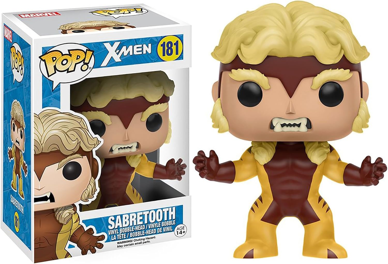 Funko POP Marvel X-Men Sabretooth figure with detailed costume and fierce expression, collectible toy by Ralphie's Funhouse