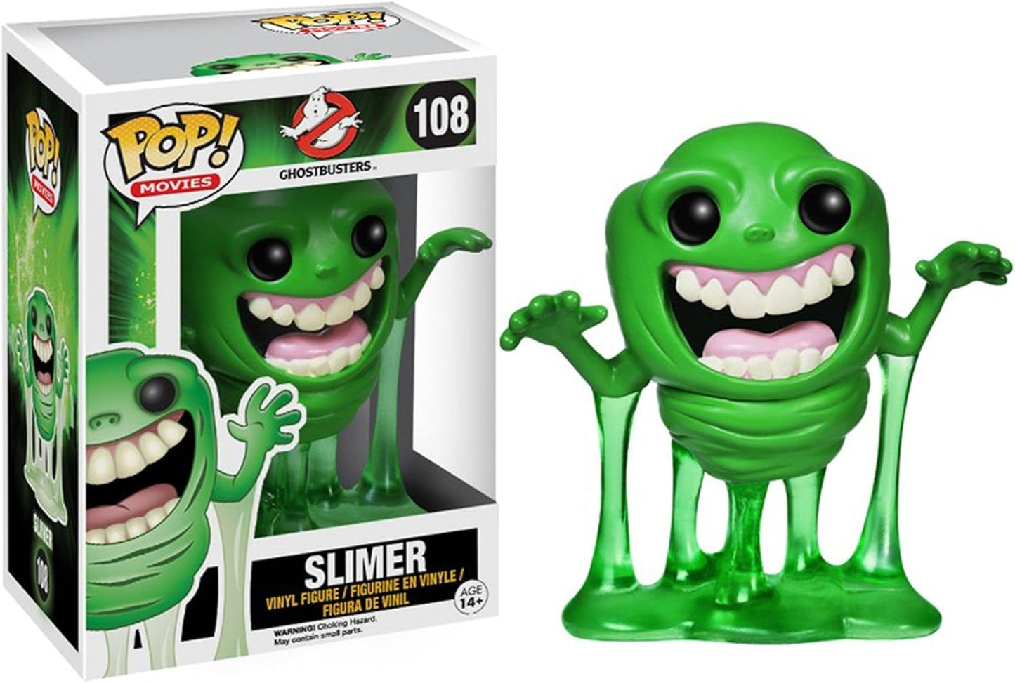 Funko Pop! Movies Ghostbusters Slimer vinyl figure by Ralphie's Funhouse, showing Slimer with green slime and cartoonish features.
