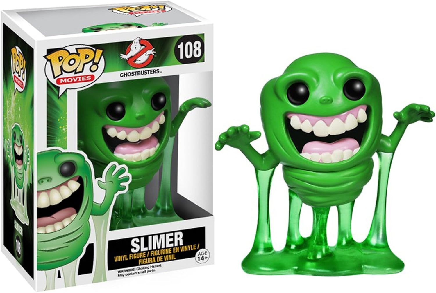 Funko Pop! Movies Ghostbusters Slimer vinyl figure by Ralphie's Funhouse, showing Slimer with green slime and cartoonish features.