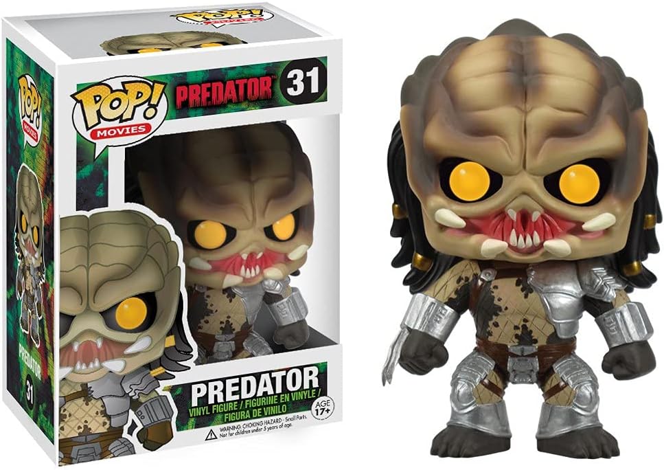 Funko POP Predator vinyl figure from Movies series, collectible toy with detailed Predator costume and features.
