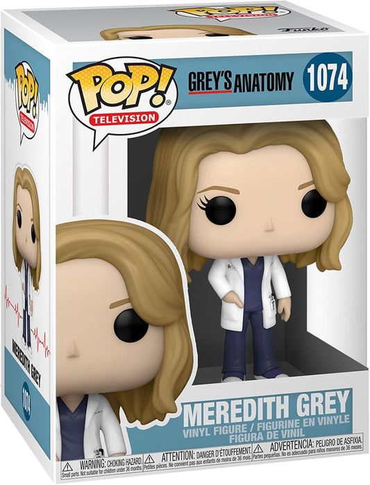 Funko Pop! TV: Grey's Anatomy Meredith Grey figure from Ralphie's Funhouse, featuring her iconic medical scrubs and stethoscope.