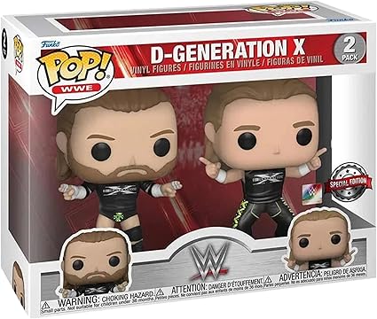 Funko Pop! WWE D-Generation X 2-pack vinyl figures by Ralphie's Funhouse, featuring iconic wrestling characters.