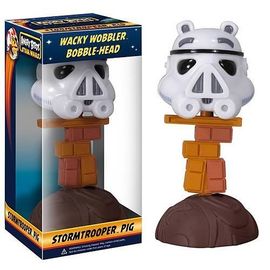 Funko Wacky Wobbler of Angry Birds Star Wars Stormtrooper Pig, collectible figure from Ralphie's Funhouse, 2013 release.