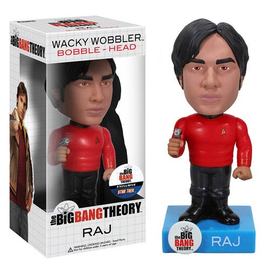 Funko Wacky Wobbler of Raj from The Big Bang Theory dressed as Star Trek character, featuring detailed cartoon figure and signature style.
