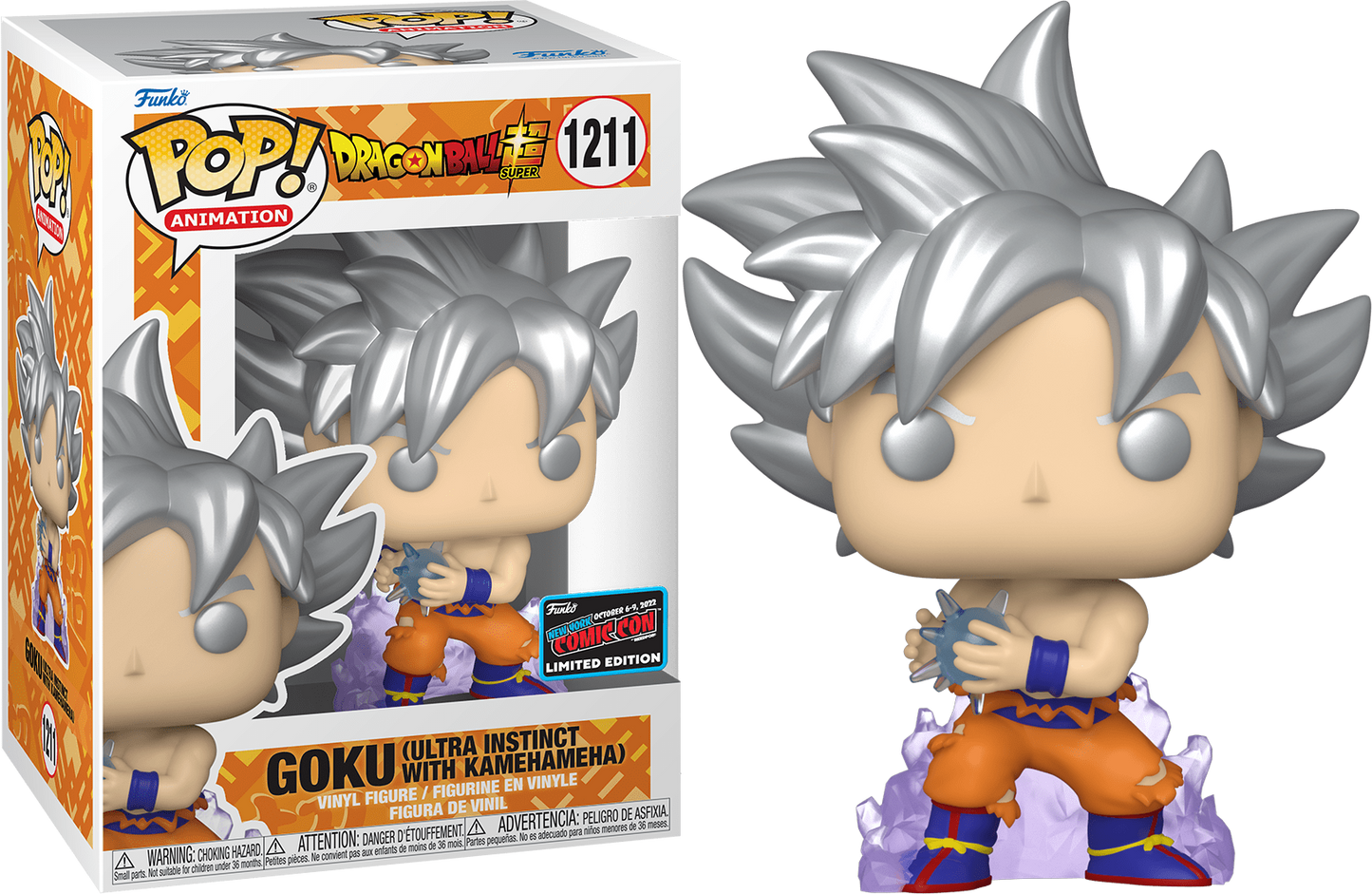 Goku in Ultra Instinct form performing a Kamehameha attack, from Ralphie's Funhouse anime character collection.