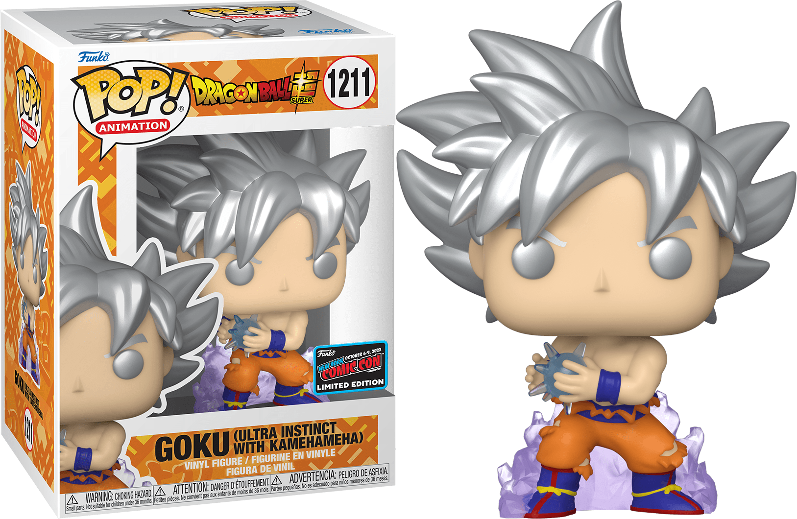 Goku in Ultra Instinct form performing a Kamehameha attack, from Ralphie's Funhouse anime character collection.