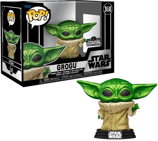 Ralphie's Funhouse vinyl art toy of Grogu, the adorable Star Wars character, with detailed green features and large ears.