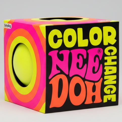 Schylling Nee-Doh color change squishy from yellow to orange, soft and squishy toy by Ralphie's Funhouse.
