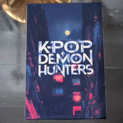 K-POP DEMON HUNTERS collectible card set by Ralphie's Funhouse, featuring 55 character-themed cards in a vibrant display.