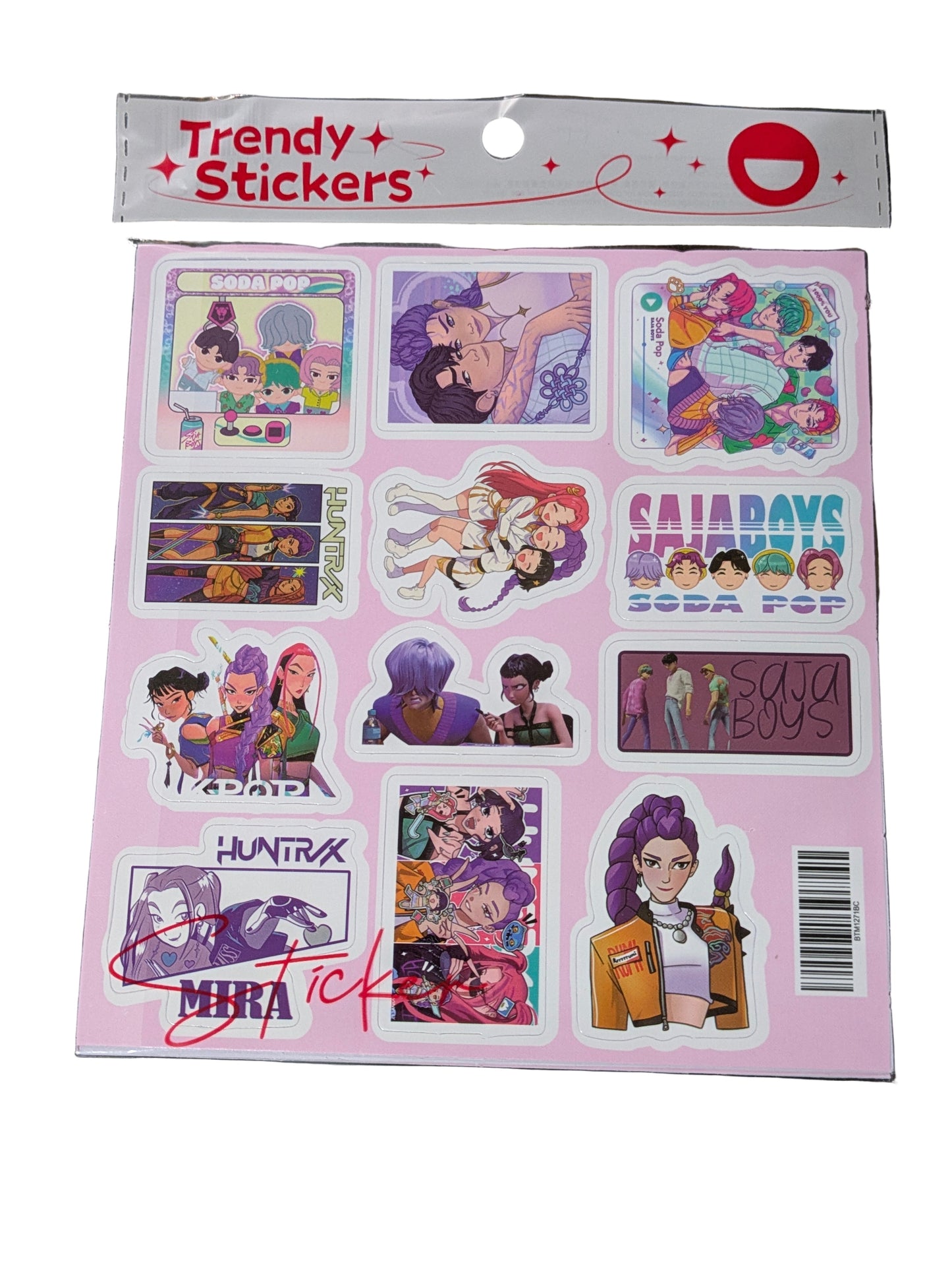 K-POP Demon Hunters Sticker Pack by Ralphie's Funhouse featuring 75 colorful K-pop themed stickers in a mega set.