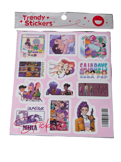 K-POP Demon Hunters Sticker Pack by Ralphie's Funhouse featuring 75 colorful K-pop themed stickers in a mega set.