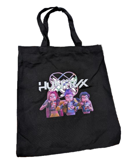 K-POP DEMON HUNTERS tote bag by Ralphie's Funhouse featuring Demon Hunters graphic and Noodle Break text on durable fabric.
