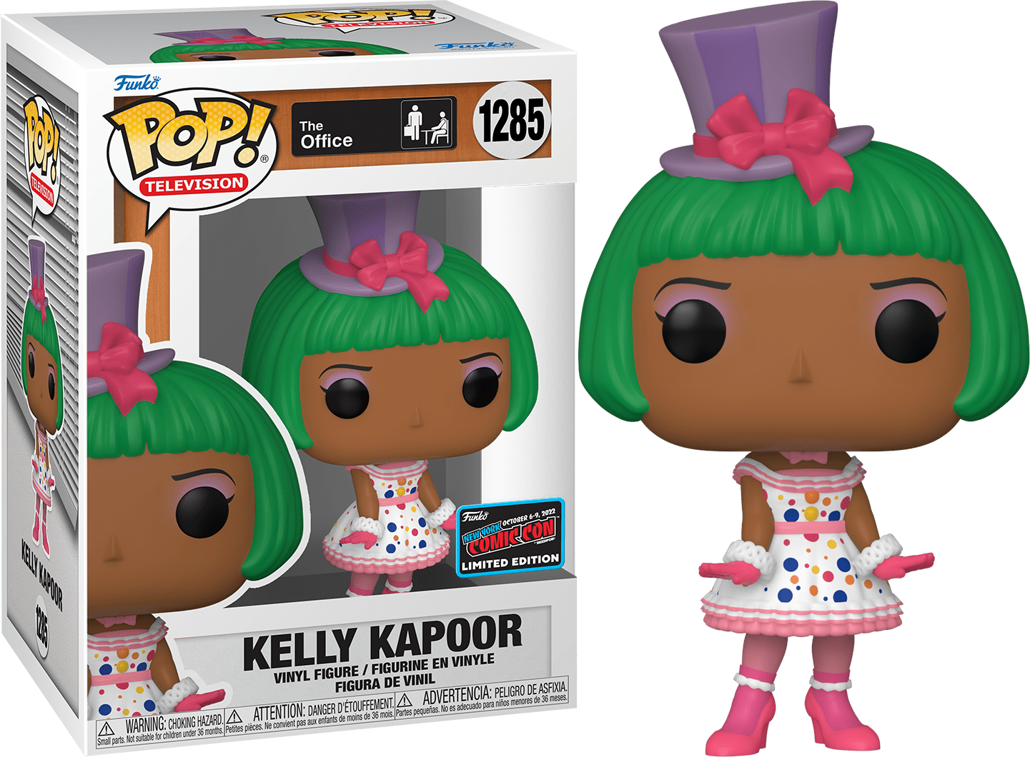 Ralphie's Funhouse Kelly Kapoor costume featuring a bright pink dress and blonde wig, perfect for a fun cosplay or themed event.