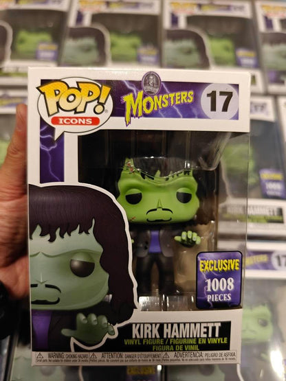 Kirk Hammett Frankenstein Funko Pop figure from Ralphie's Funhouse, featuring a detailed figure with iconic monster makeup and guitar.