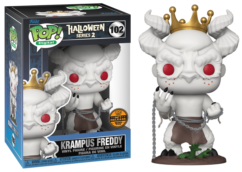 Ralphie's Funhouse Krampus Freddy Halloween mask with detailed monster face and horned features for spooky costume attire.