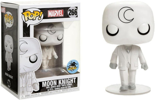 Marvel Moon Knight exclusive Funko Pop figure featuring Moon Knight in detailed costume, posed against a neutral background.