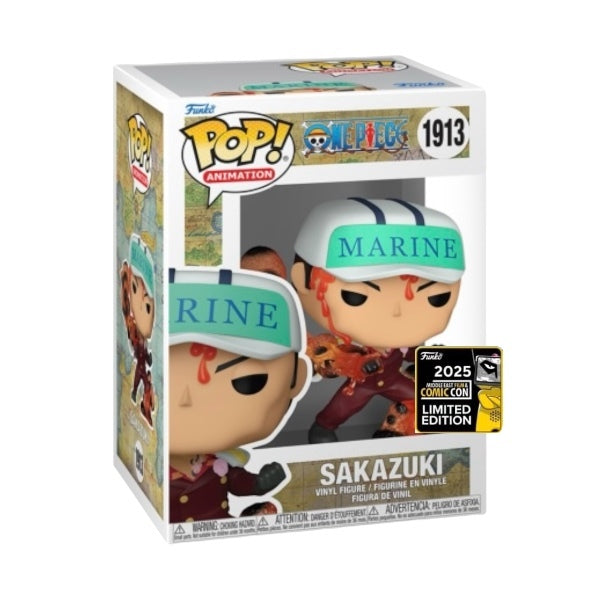 Pop! Animation One Piece Sakazuki figure by Ralphie's Funhouse, MEFCC 2025 Convention exclusive collectible toy.