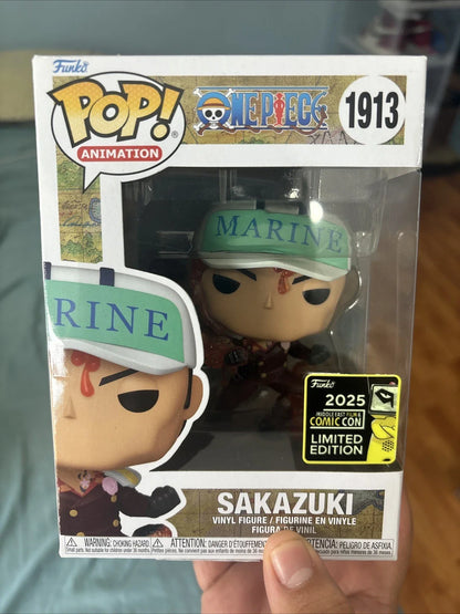 Ralphie's Funhouse MEFCC 2025 exclusive Pop! Animation One Piece Sakazuki collectible figure in packaging.