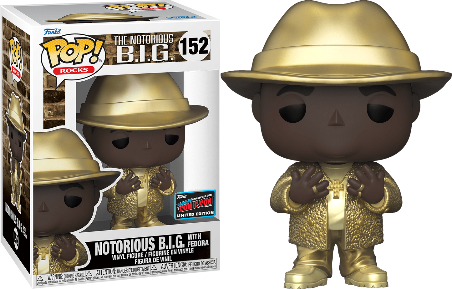 Portrait of Notorious B.I.G. wearing a fedora hat, styled in a Ralphie's Funhouse collectible figure.