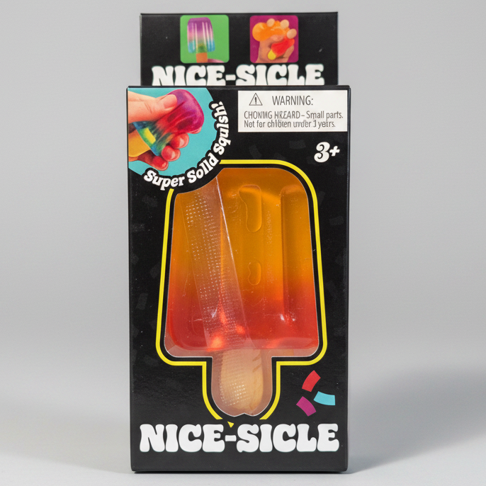 Orange to red gelatin squish toy from Ralphie's Funhouse, soft and squishy with a vibrant color gradient.