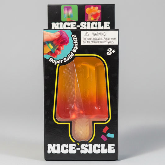 Orange to red gelatin squish toy from Ralphie's Funhouse, soft and squishy with a vibrant color gradient.