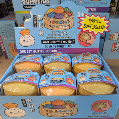 Pastel soft squish squishy bun from Ralphie's Funhouse, featuring mystery dumpling design, perfect for stress relief and sensory play.