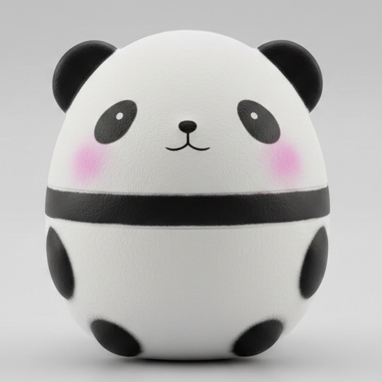 Soft, slow-foam Perfect Panda Squishy by Ralphie's Funhouse shown in a cute panda design for stress relief and sensory play.