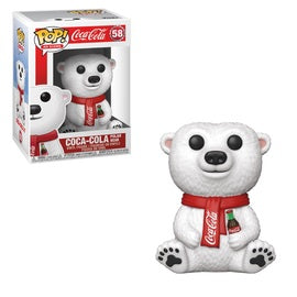 Coca-Cola Polar Bear Pop! Ad Icons figure by Ralphie's Funhouse, featuring a cute polar bear in classic Coca-Cola style.