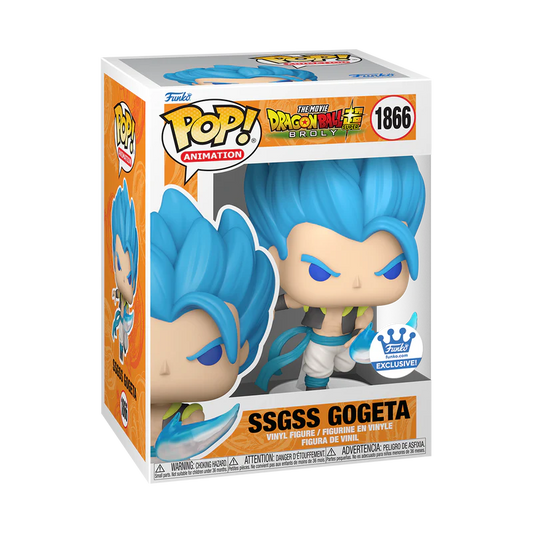 Funko Pop! Dragon Ball Super SSGSS Gogeta figure, collectible vinyl toy with detailed design and vibrant colors.
