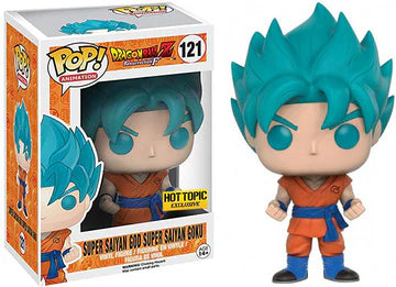 Ralphie's Funhouse Pop! Animation Dragon Ball Z Super Saiyan God Super Saiyan Goku figure, exclusive to Hot Topic, front view.