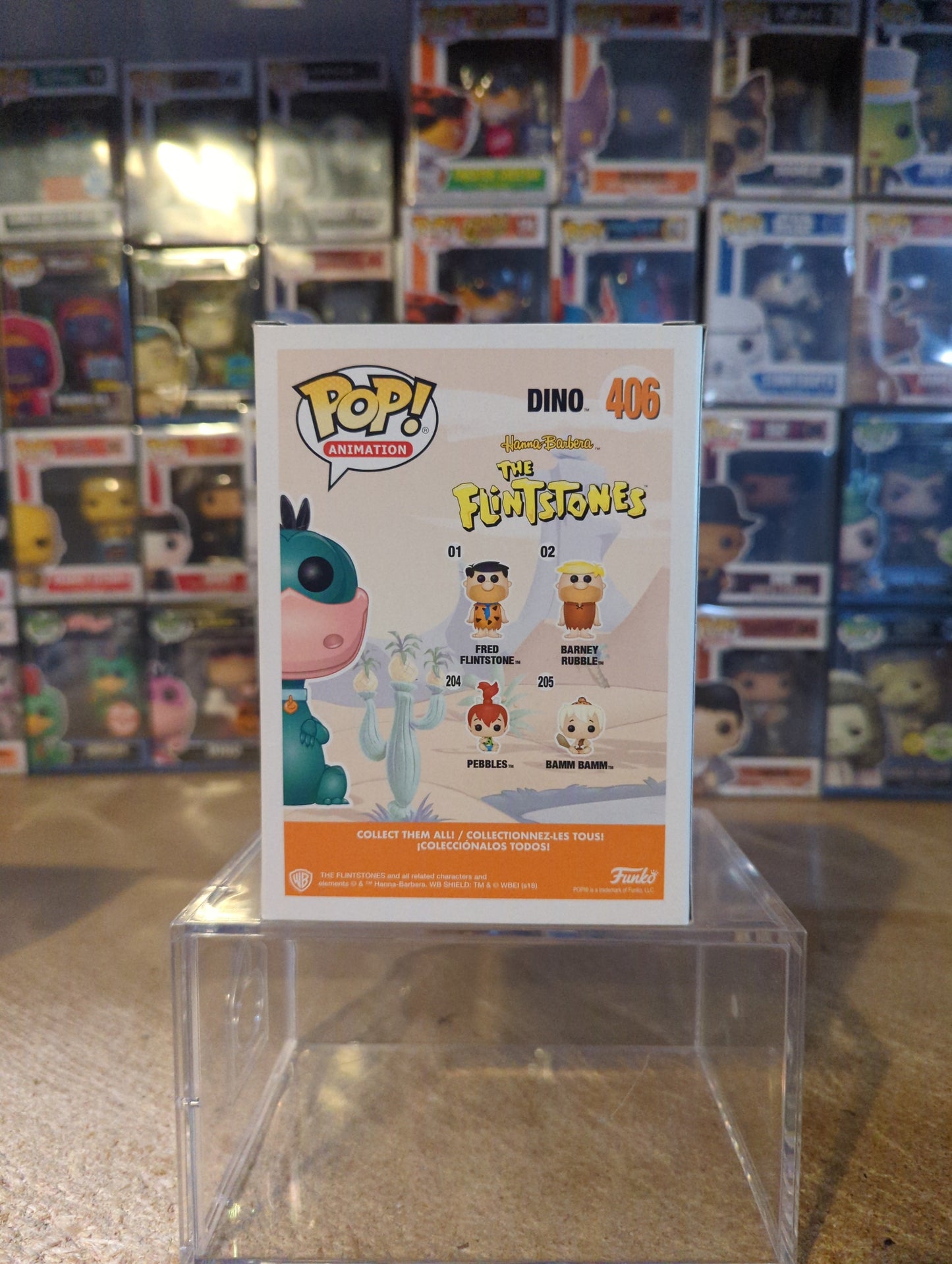 Pop! Animation Hanna-Barbera The Flintstones Dino figure by Ralphie's Funhouse, colorful cartoon dinosaur collectible.