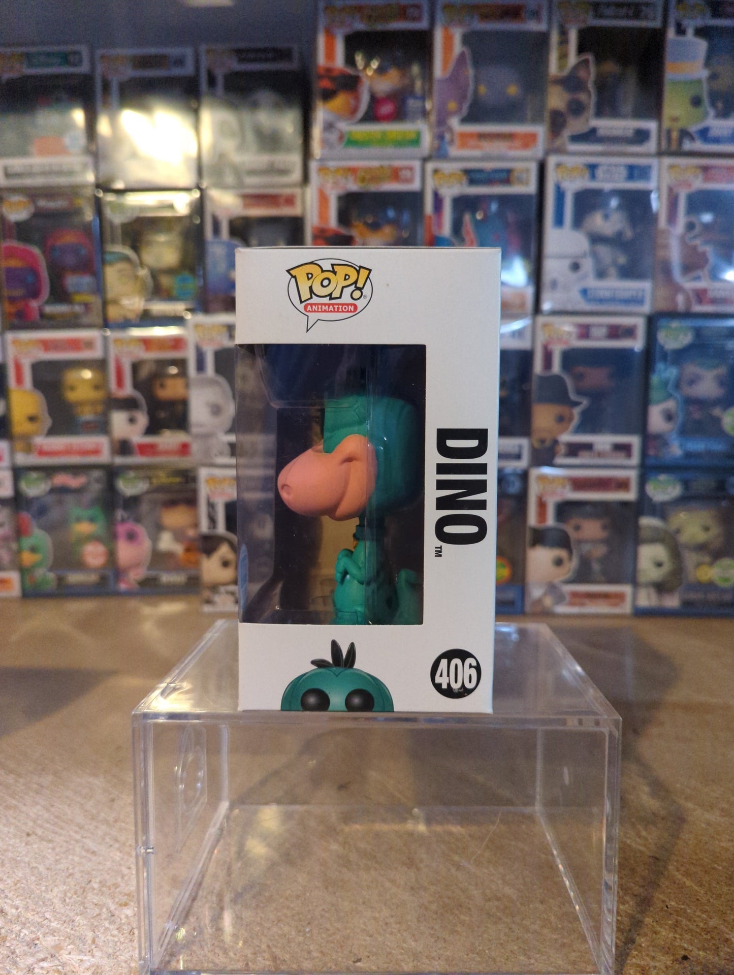 Pop! Animation Hanna-Barbera The Flintstones Dino figure from Ralphie's Funhouse, detailed dinosaur collectible for fans.