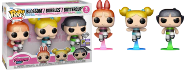 Powerpuff Girls Diamond Glitter 3-Pack Funko Pop! figures from Ralphie's Funhouse, featuring colorful cartoon characters with glitter accents.
