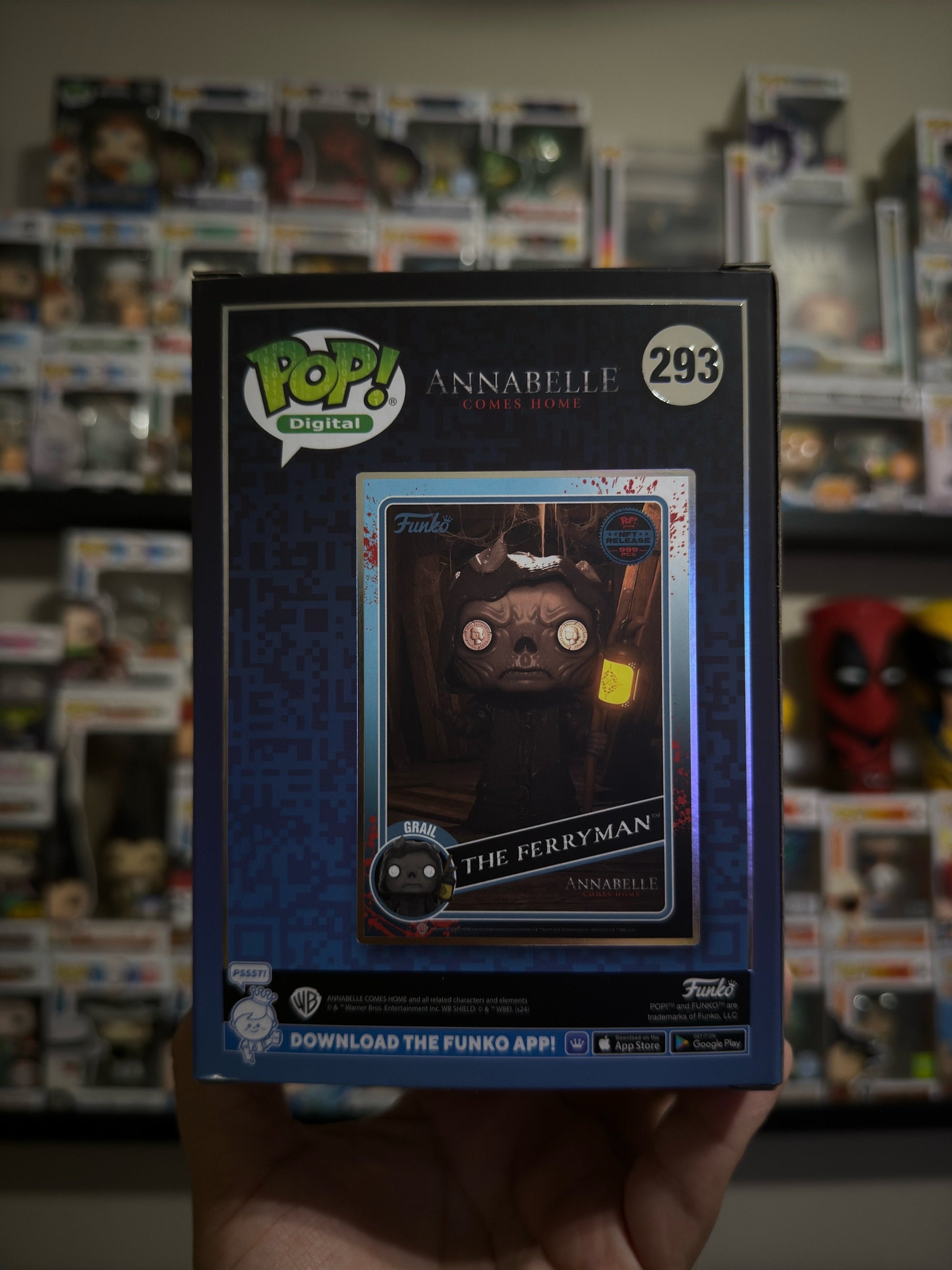 Digital Pop! figure of Annabelle from The Ferryman by Ralphie's Funhouse, featuring detailed horror-themed design.