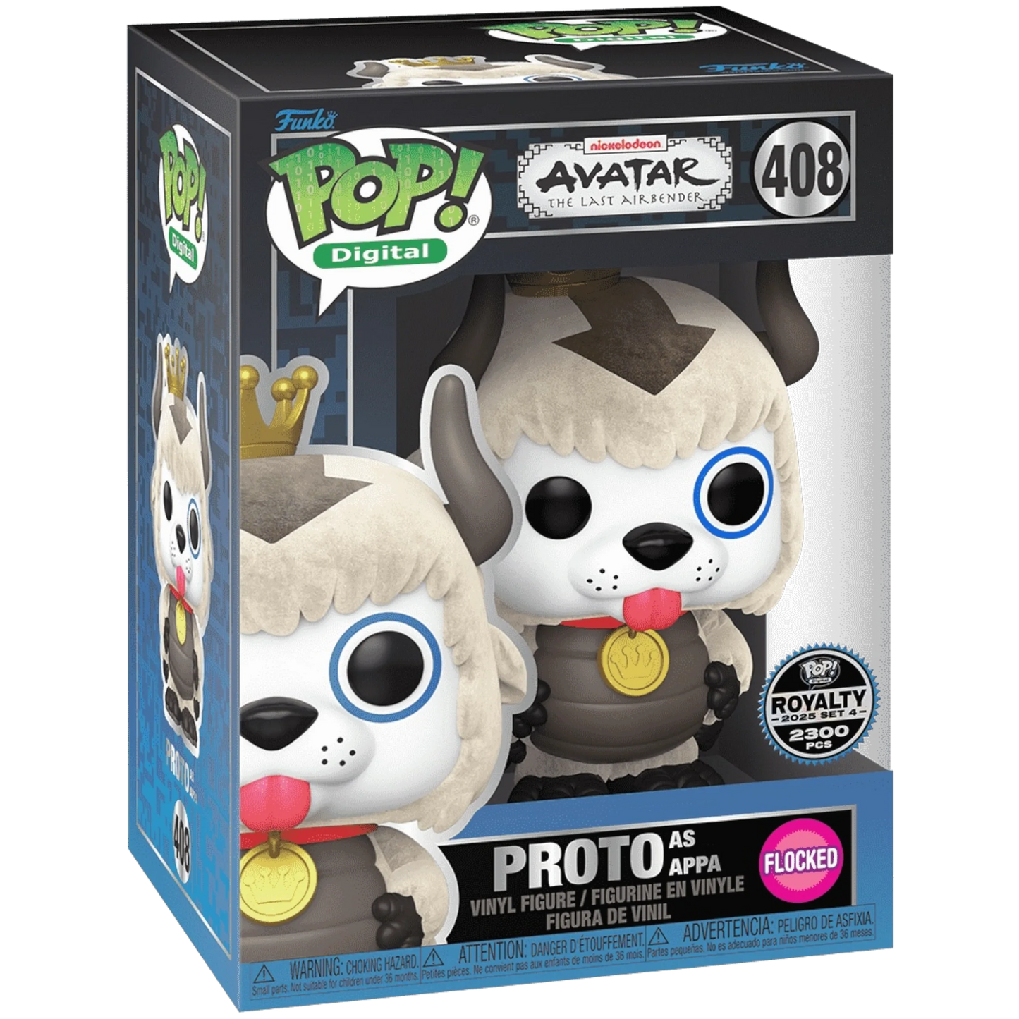 Pop! Digital Avatar Legends x Funko Proto As Appa Flocked NFT figure, collectible toy with detailed design and vibrant colors.