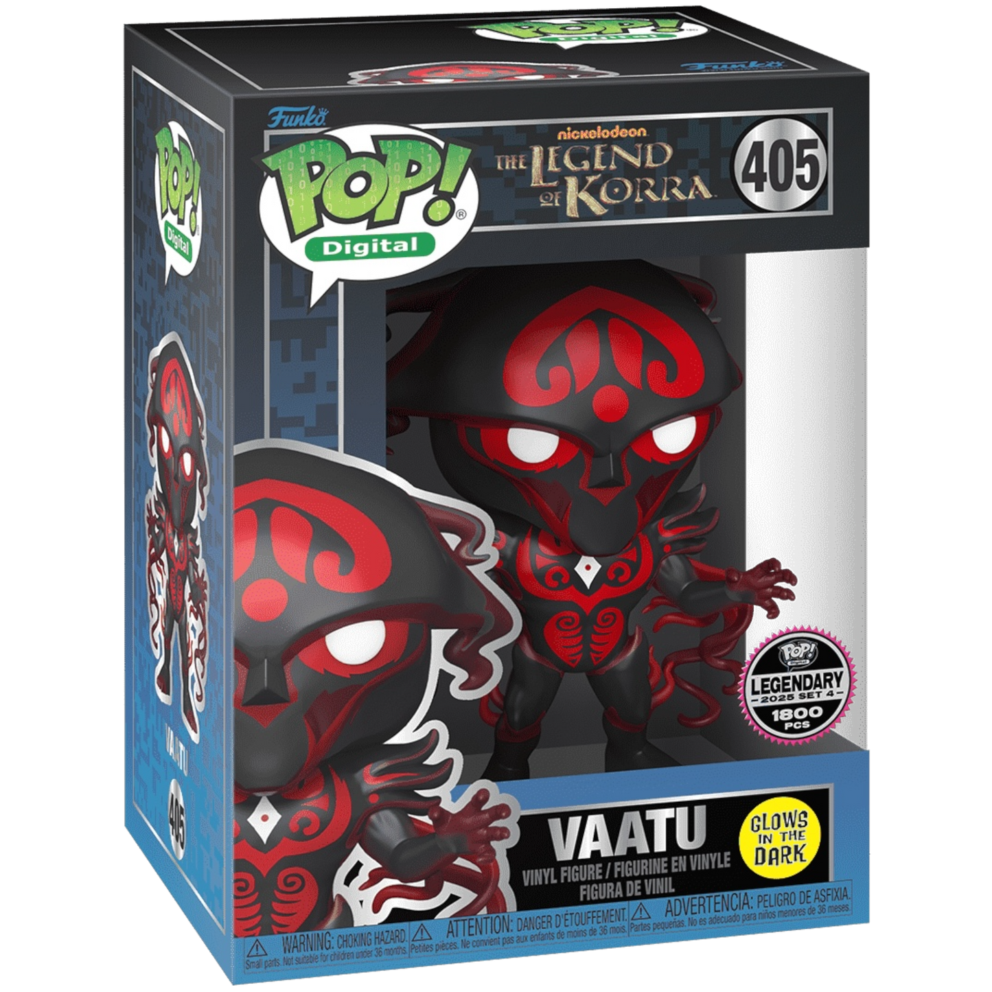 Pop! Digital Avatar Legends x Funko Vaatu glow-in-the-dark NFT collectible, #405, LE1800, featuring detailed design and vibrant colors.